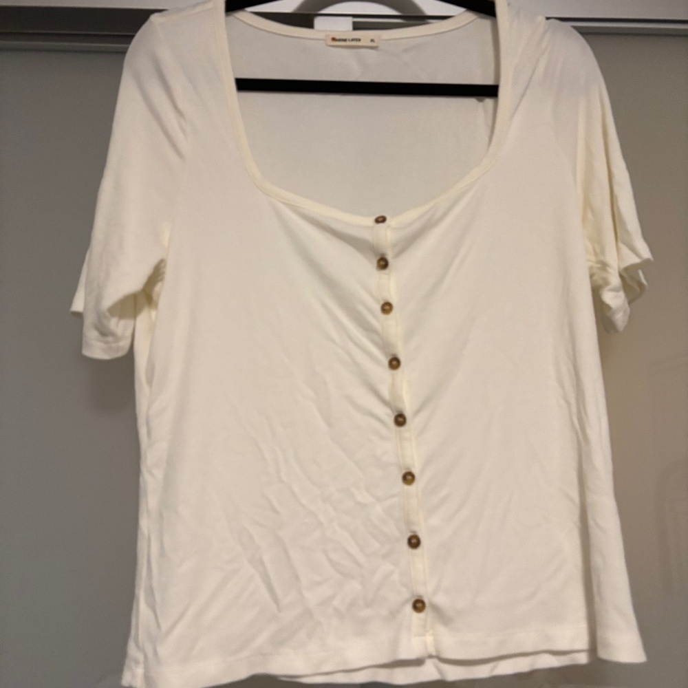 Marine Layer Cream Ribbed Button-Down | Size XL 🤍